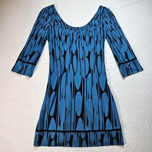 Diane Von Furstenberg Vibrant Blue Patterned Mini Dress